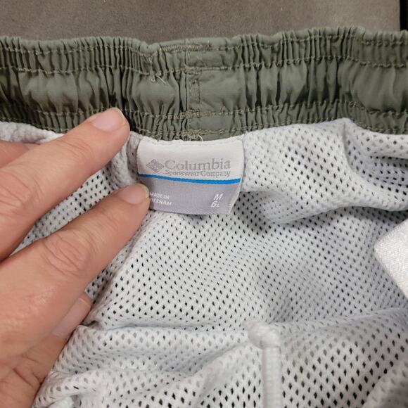 Columbia PFG Mens Shorts Medium Green 6L Elastic Waist Pockets Drawstring - Picture 3 of 7